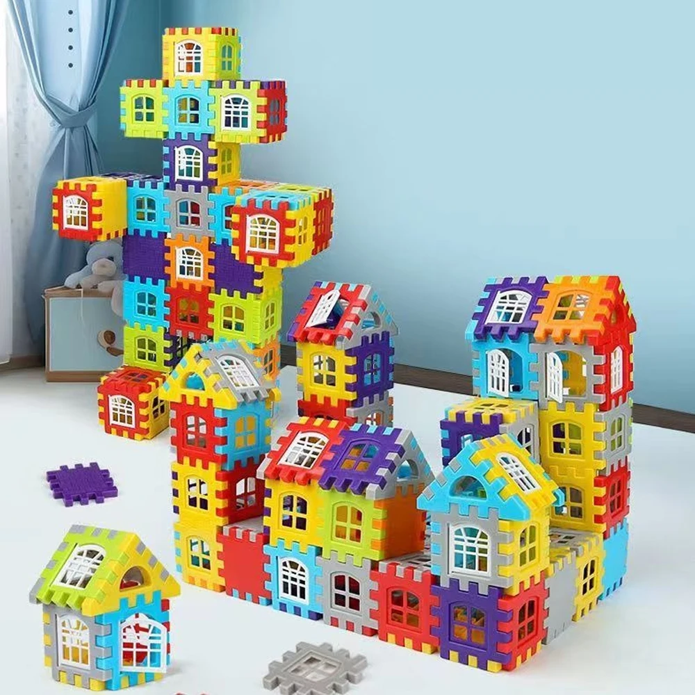 Juego de casas de construcción para niños, bloques de construcción de simulación DIY, diseño de ventana, rompecabezas creativo de colores, juguetes, regalo de cumpleaños, 25/140 Uds. - imagen 4