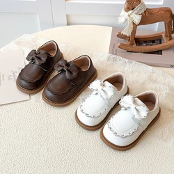 Zapatos de Cuero para Niñas Pequeñas de Primavera y Otoño, Zapatos Casuales para Niños, Estilo Retro, Antideslizantes, Suela Suave, con Lazo, Zapatos para Niños Pequeños