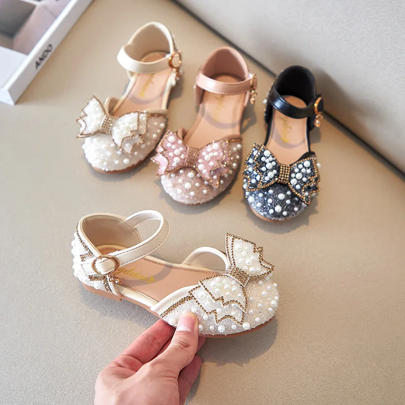 Sandalias niña con lazo y lentejuelas – Estilo princesa cómodo - imagen 2