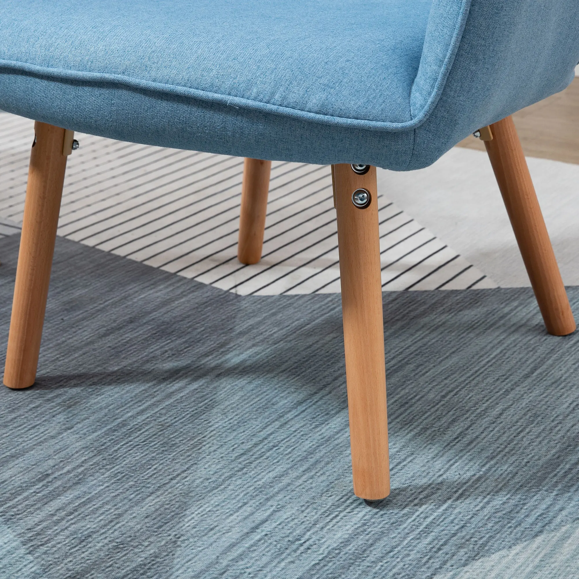 HOMCOM Butaca de Salón Moderna Sillón con Respaldo Alto Reposabrazos Tela de Lino y Patas de Madera de Haya para Comedor Cocina 71x68x101 cm - imagen 5