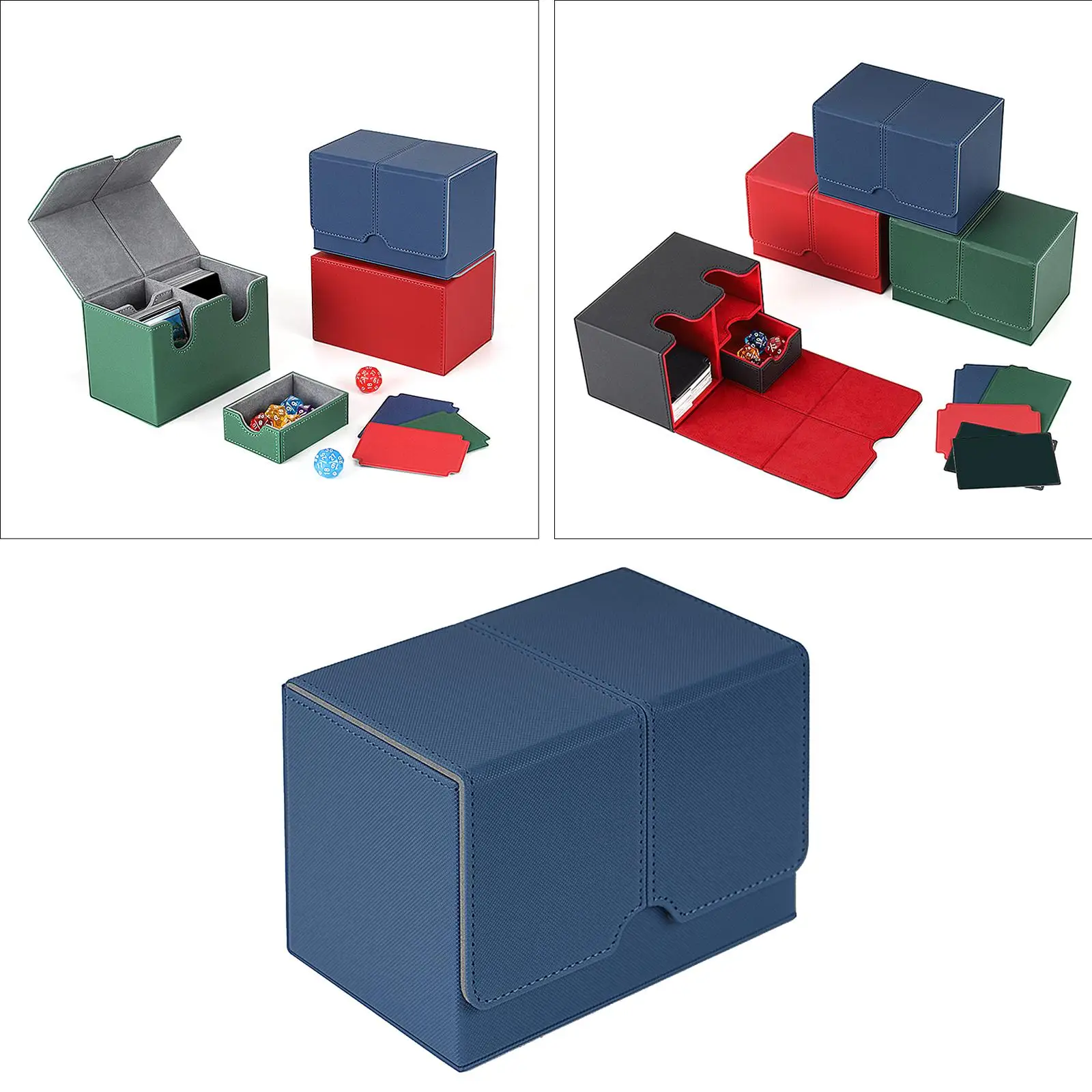 Trading Card Deck Box, Card Organizer Holds 160 Cards, PU Leather Cards