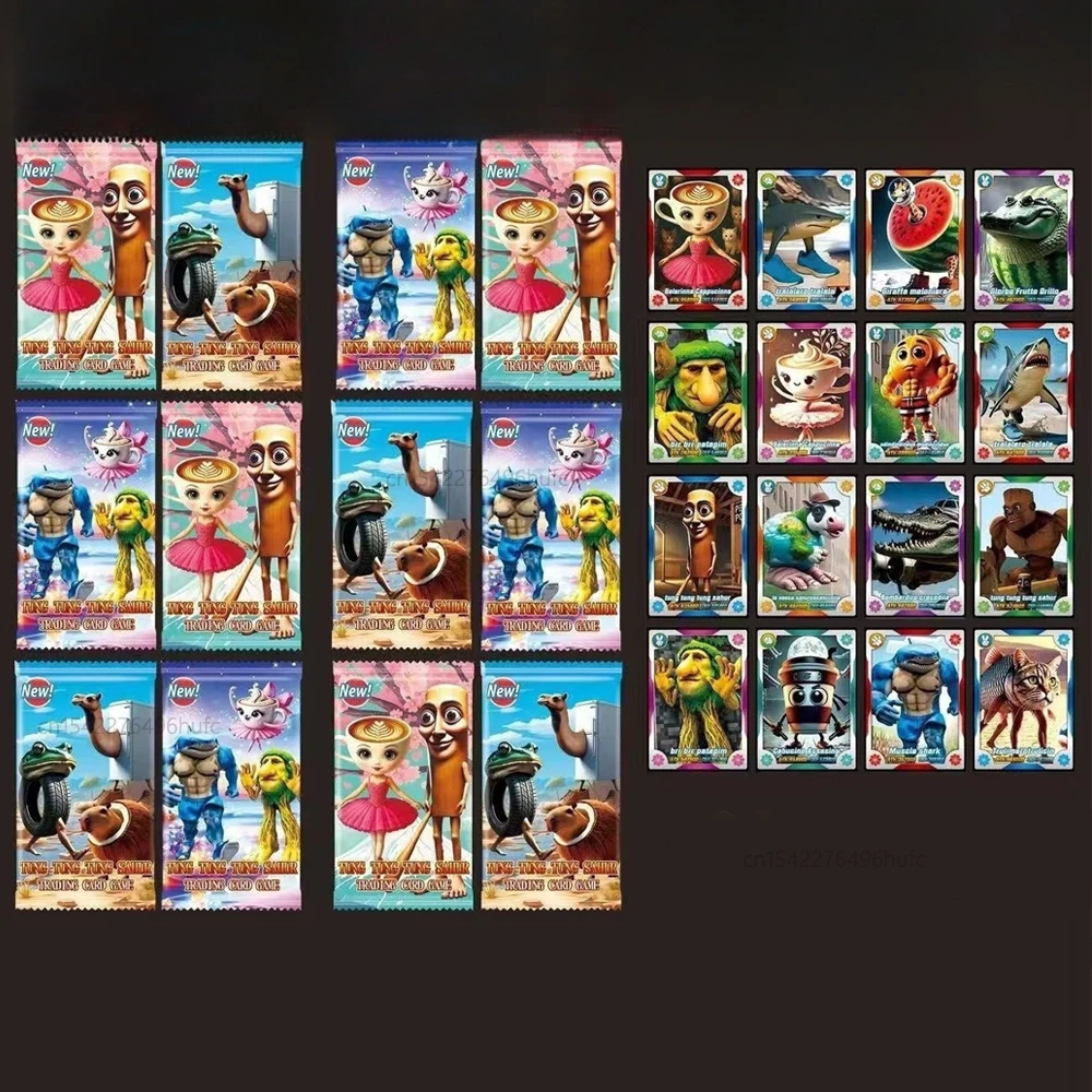 Tung Tung Tung Sahur Tralalero Tralala juego de cartas juguete tarjetas comerciales italiano Brainrot tarjetas de colección para niños regalos de vacaciones - imagen 5