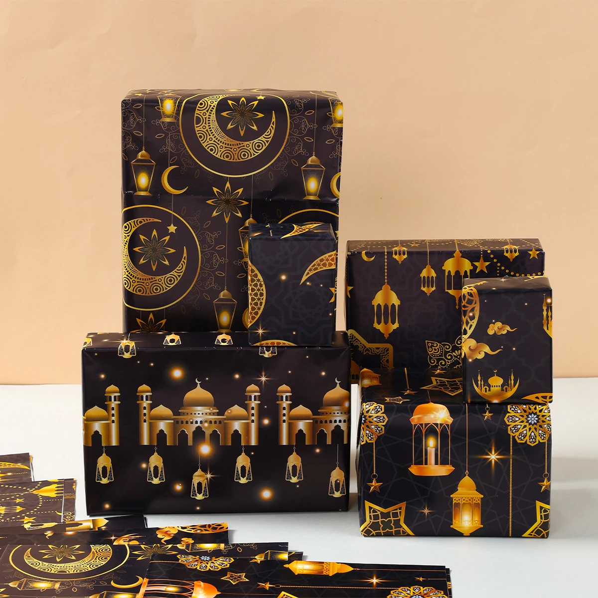 4/8/12 Uds Eid Mubarak papel para envolver regalos decoración de Ramadán 2025 papel de regalo Eid Ramadán Kareem fiesta musulmana islámica Eid Al Adha - imagen 3