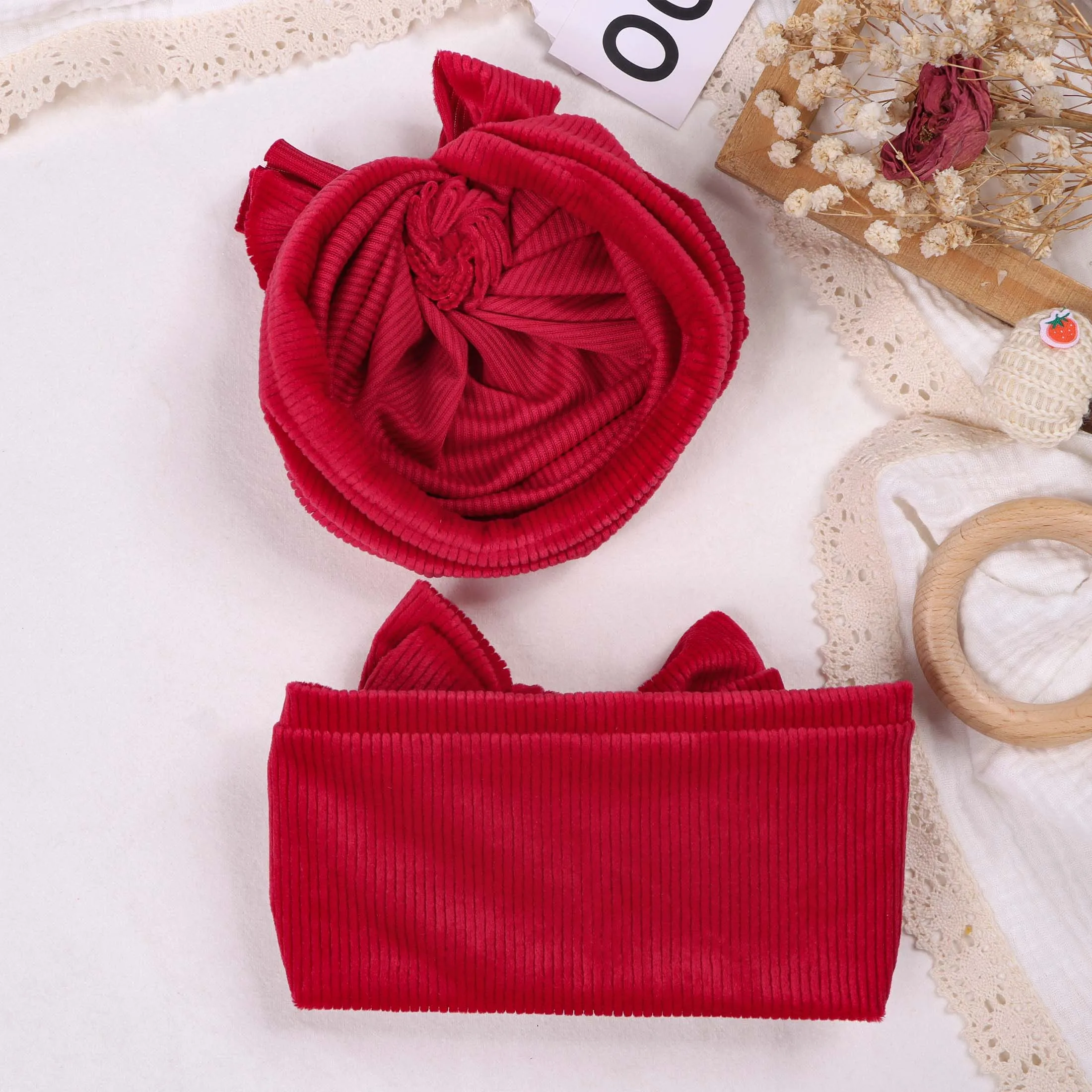 Gorro y diadema de pana para bebé niña – Complementos invierno - imagen 4