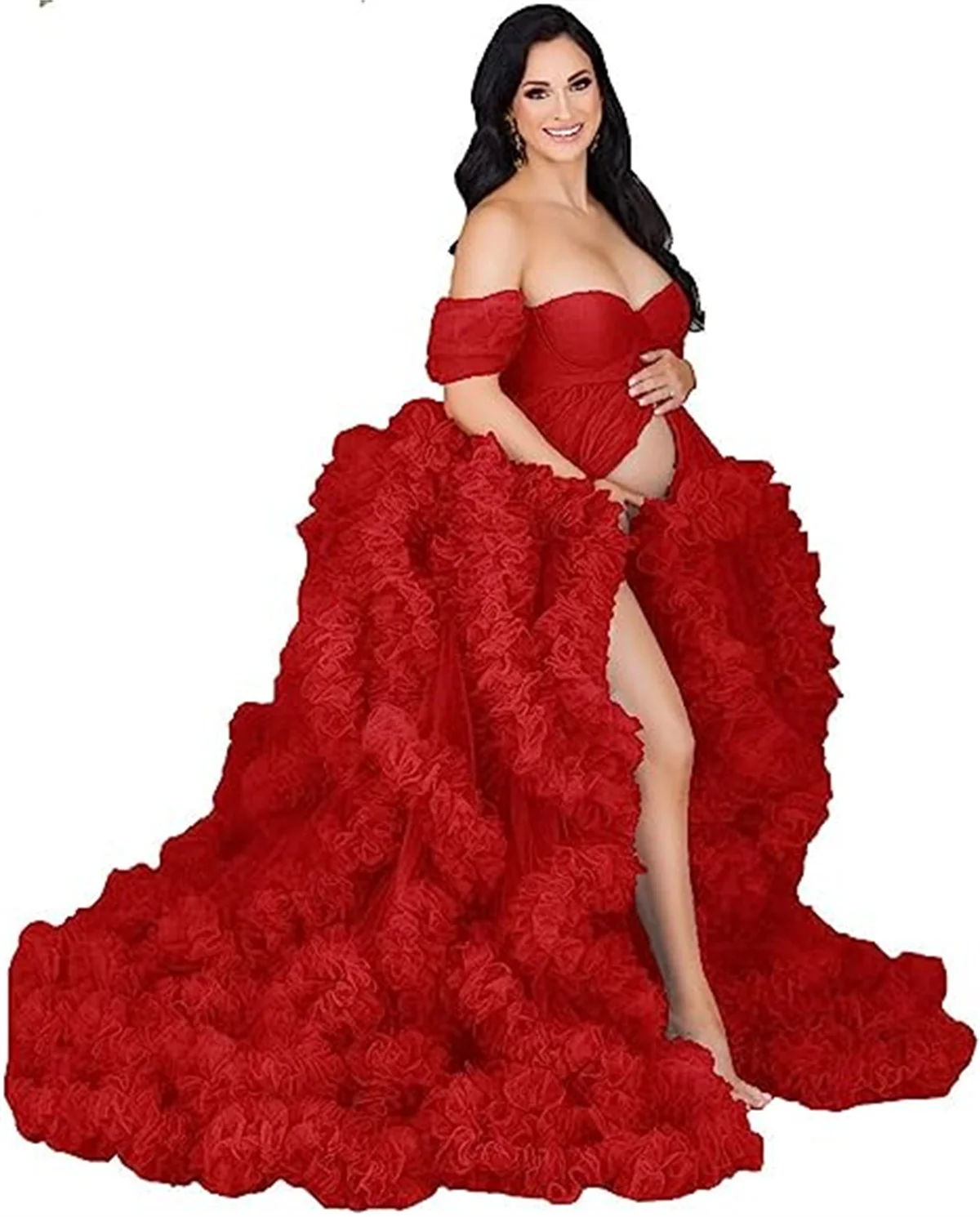 Vestido premamá de tul elegante y esponjoso - imagen 4