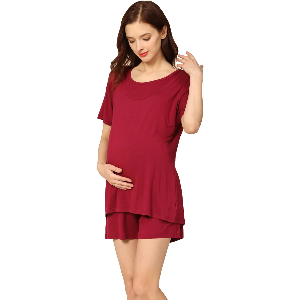 Pijamas de maternidad sueltos de verano, ropa de dormir para amamantar, lactancia, ropa de casa, ropa de dormir de lactancia, conjunto de ropa informal para embarazo - imagen 2