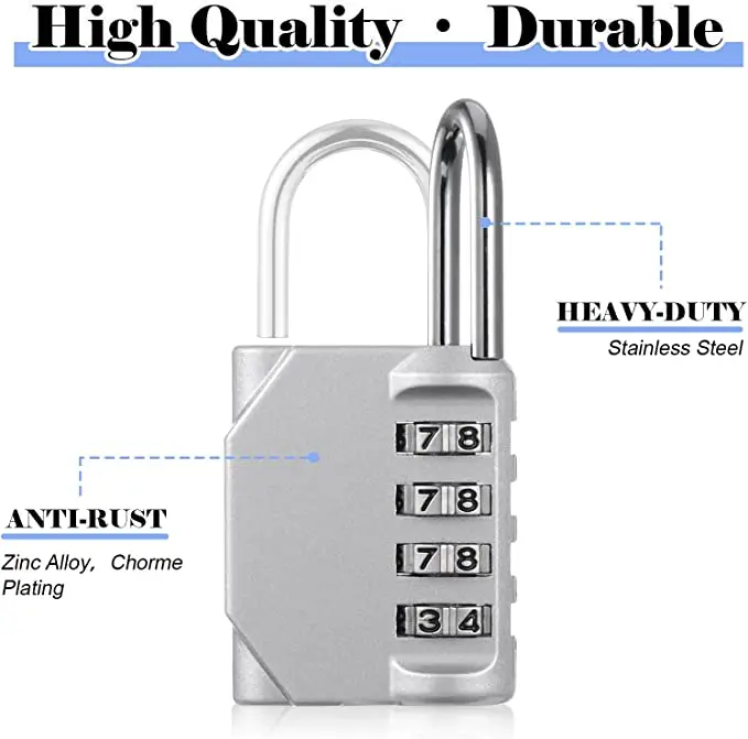 Dispositivo de bloqueo de candado con contraseña, cerraduras de seguridad, combinación reiniciable, código de dígitos, caja de equipaje, dispositivos de candados, 4 Uds. - imagen 3