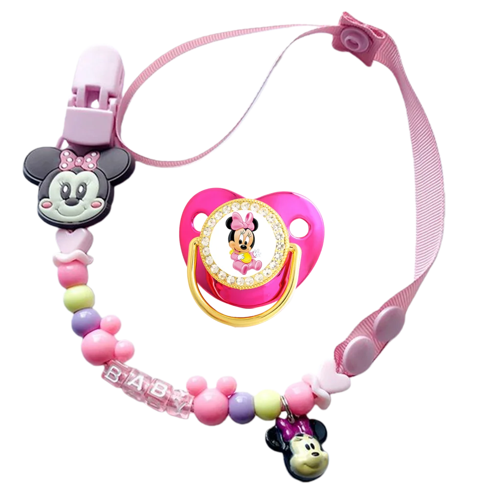 2025 Nombre personalizado Clip de cadena para recién nacido chupete ostentoso y clip para chupete rosa sin BPA chupete bling diseño único regalo para bebé 0-18M - imagen 3