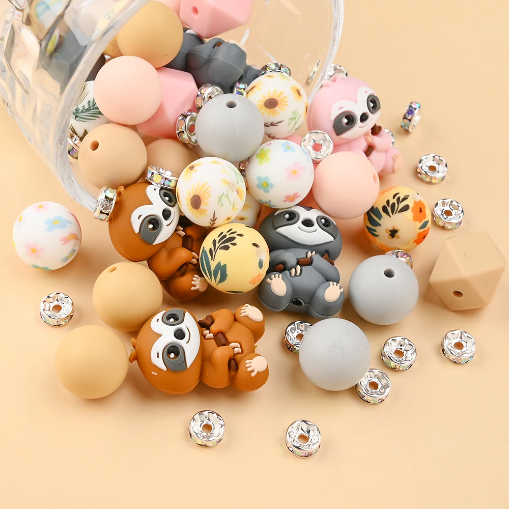 Cadena de chupete con estampado animales y cuentas redondas silicona - imagen 4
