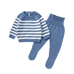 Conjunto de punto suave jersey y pantsalón para bebé recién nacido