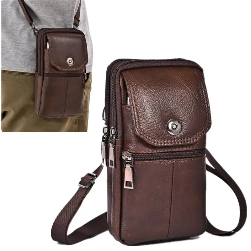 Bandolera de cuero con bolsillo móvil y compartimentos - imagen 5
