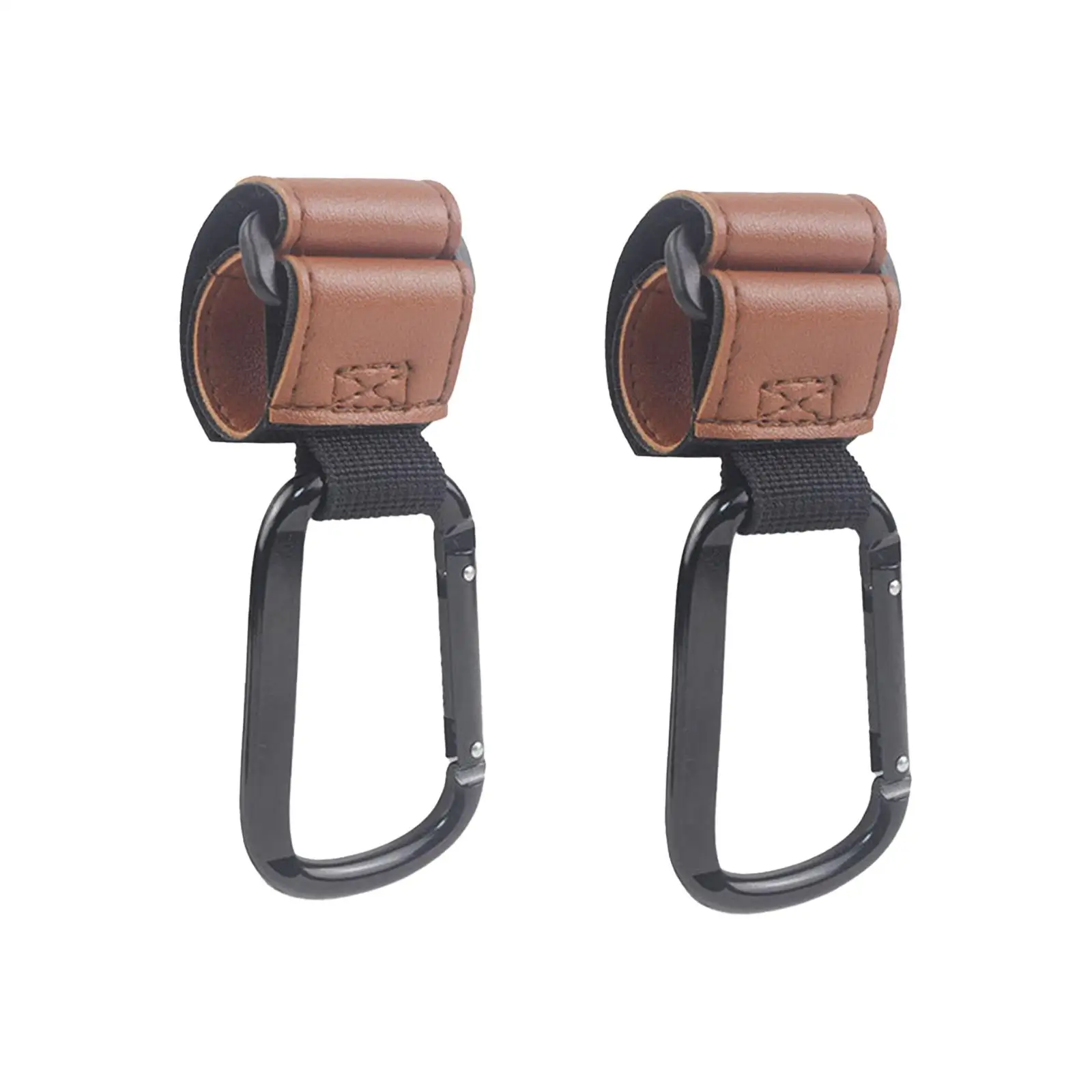 Universal PU Leather Stroller Hooks Adjustable Bag Clips for Hanging Diapers Shopping Bags for Infant Pram Accessories