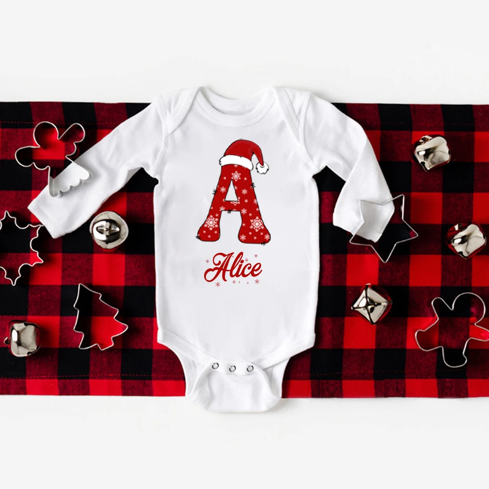 Body de bebé de Navidad personalizado, pelele infantil de Navidad con nombre personalizado, ropa de Navidad para niño y niña, peleles de fiesta de Navidad para bebé, regalo - imagen 3