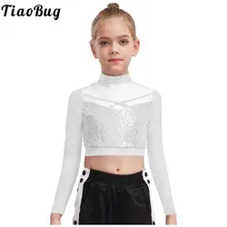 Top corto de baile con lentejuelas para niñas – Estilo Jazz Hip Hop