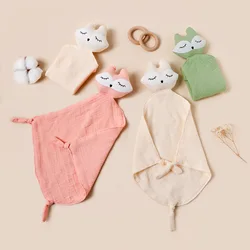 Edredón de muselina algodón con cabeza zorro para bebé, manta suave dormir recién nacido, juguete niños, toalla calmar, Baberos, Saliva