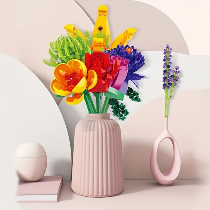 Ramo creativo de plantas en maceta, bloques de construcción de flores de Michelia, bricolaje, decoración del hogar, modelo de flores, ladrillos, juguetes para niños, regalos de vacaciones - imagen 2
