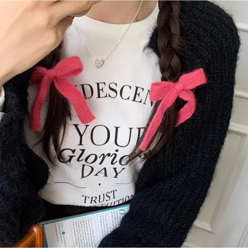 Nuevo 2 uds. Horquilla con lazo de lana de punto coreano, pasadores de princesa bonitos, accesorios para el cabello para niñas y niños - imagen 3