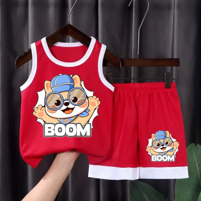 Conjuntos de chaleco cómodos y transpirables para niños, Top sin mangas de estilo coreano, pantalones cortos, traje de dos piezas, trajes deportivos para niños, novedad de verano 2025 - imagen 2