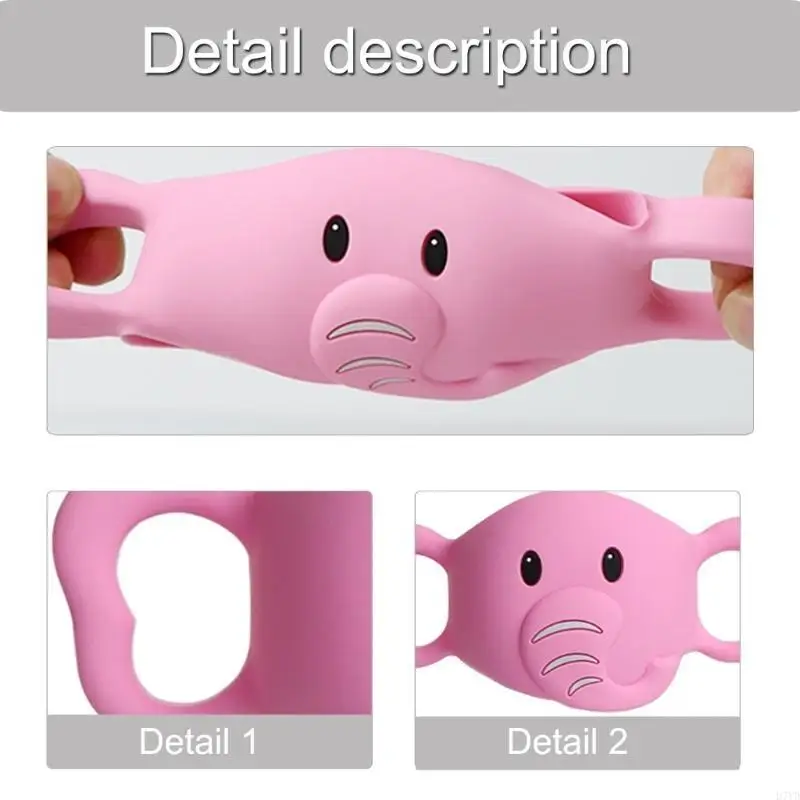 taza silicona calidad alimentaria D7YD, agarre fácil con patrón elefante - imagen 4