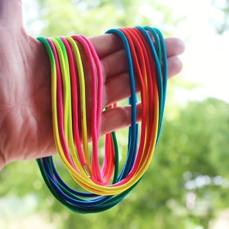 1-5 uds 5-10M bandas de goma elásticas de arcoíris juguete de entrenamiento de cuerda para saltar adultos niños juegos al aire libre ejercicio físico juguetes de fiesta regalo - imagen 5