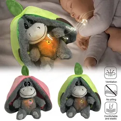 Muñeco de peluche luminoso de 12,6 pulgadas con luces de movimiento, muñeco de peluche respirable, burro, juguetes para dormir suaves para bebé, regalo de cumpleaños
