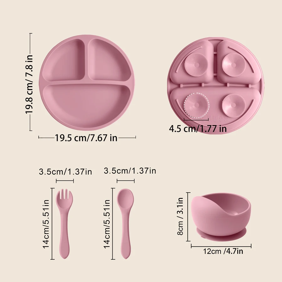 Cuenco con ventosa de silicona para niños, vajilla de alimentación para entrenamiento infantil, aprender a comer platos y platos de comida, plato, cosas para bebés - imagen 4