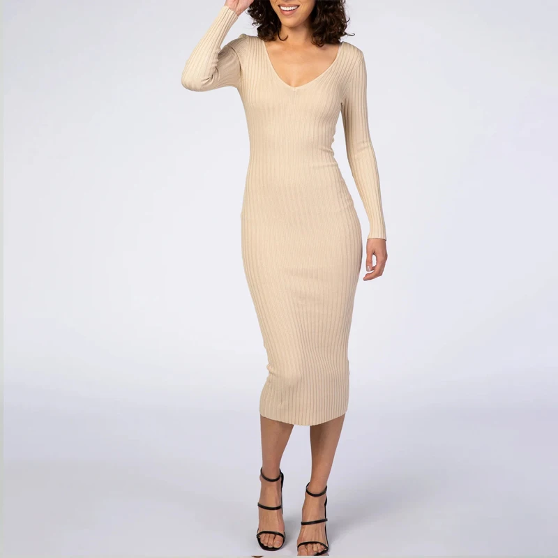 Vestido premamá cuello en V elegante para embarazo primavera y otoño - imagen 4