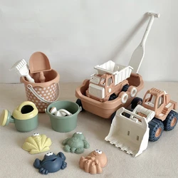 Juego de arena y agua con carrito bulldozer cubo pala para niños
