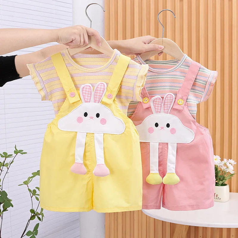 Nueva ropa de verano para bebés, traje para niños y niñas, chaleco, pantalones cortos, 2 unids/set, ropa para niños, disfraz informal de moda para niños, chándales infantiles - imagen 2