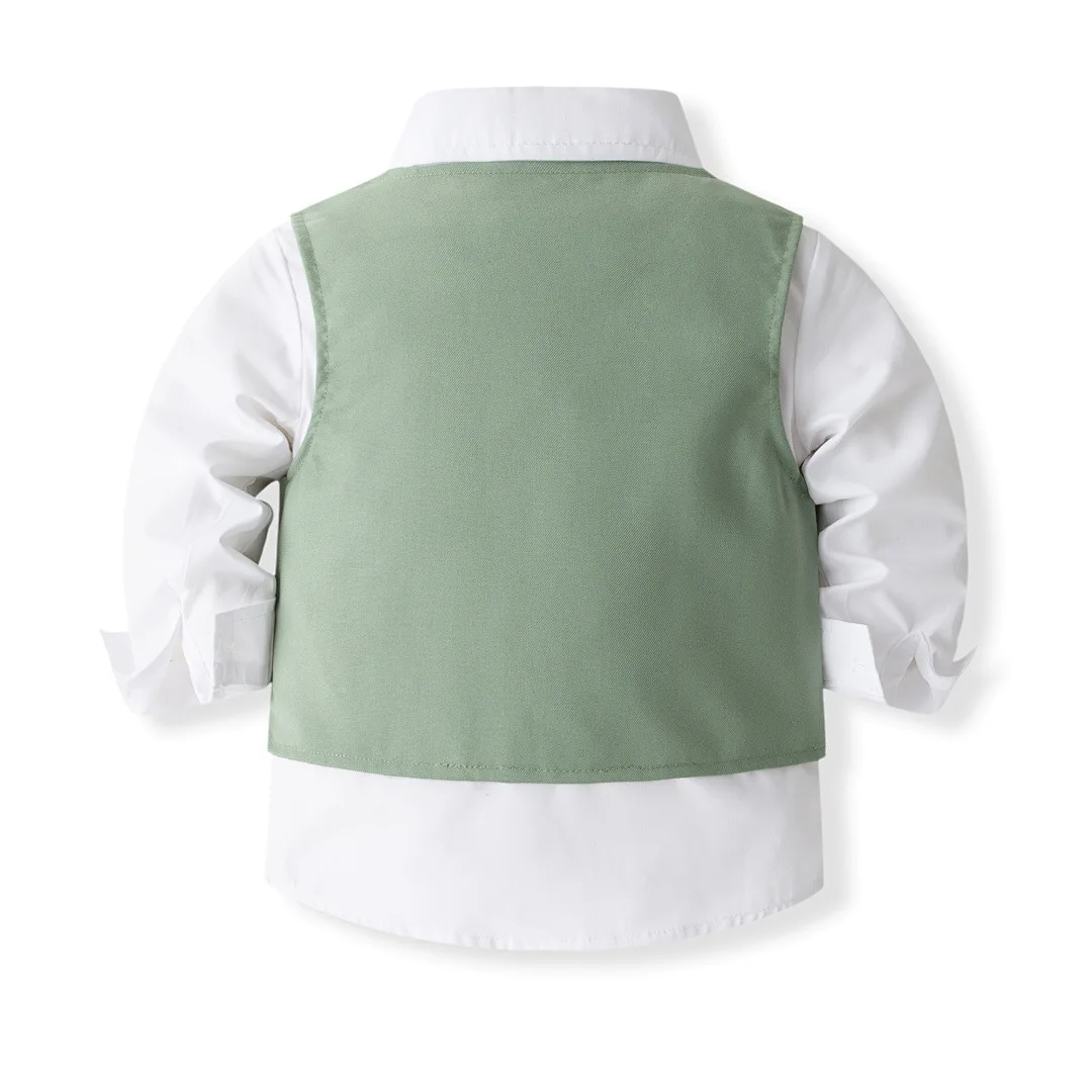 Conjunto de bebé niño primavera-otoño chaleco con corbata y camiseta - imagen 3