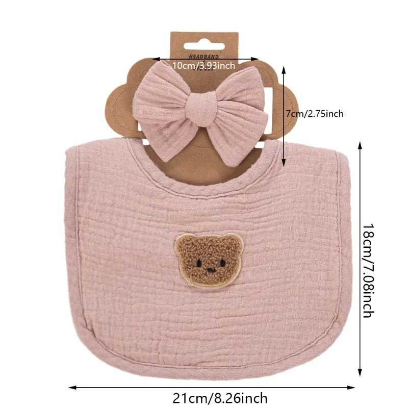 Babero bandana de algodón ultraabsorbente para bebé con diadema - imagen 5