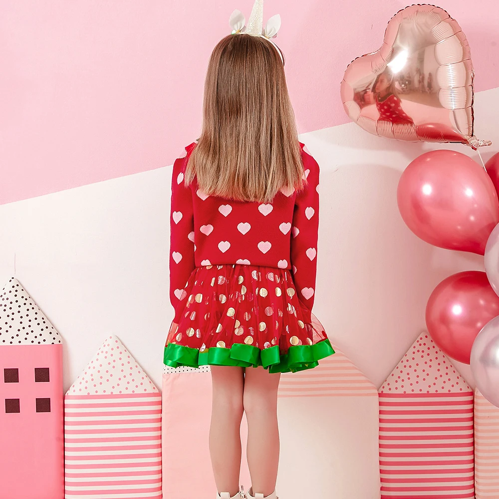 DXTON Jersey de punto corazón para niñas – Cárdigan cálido - imagen 5