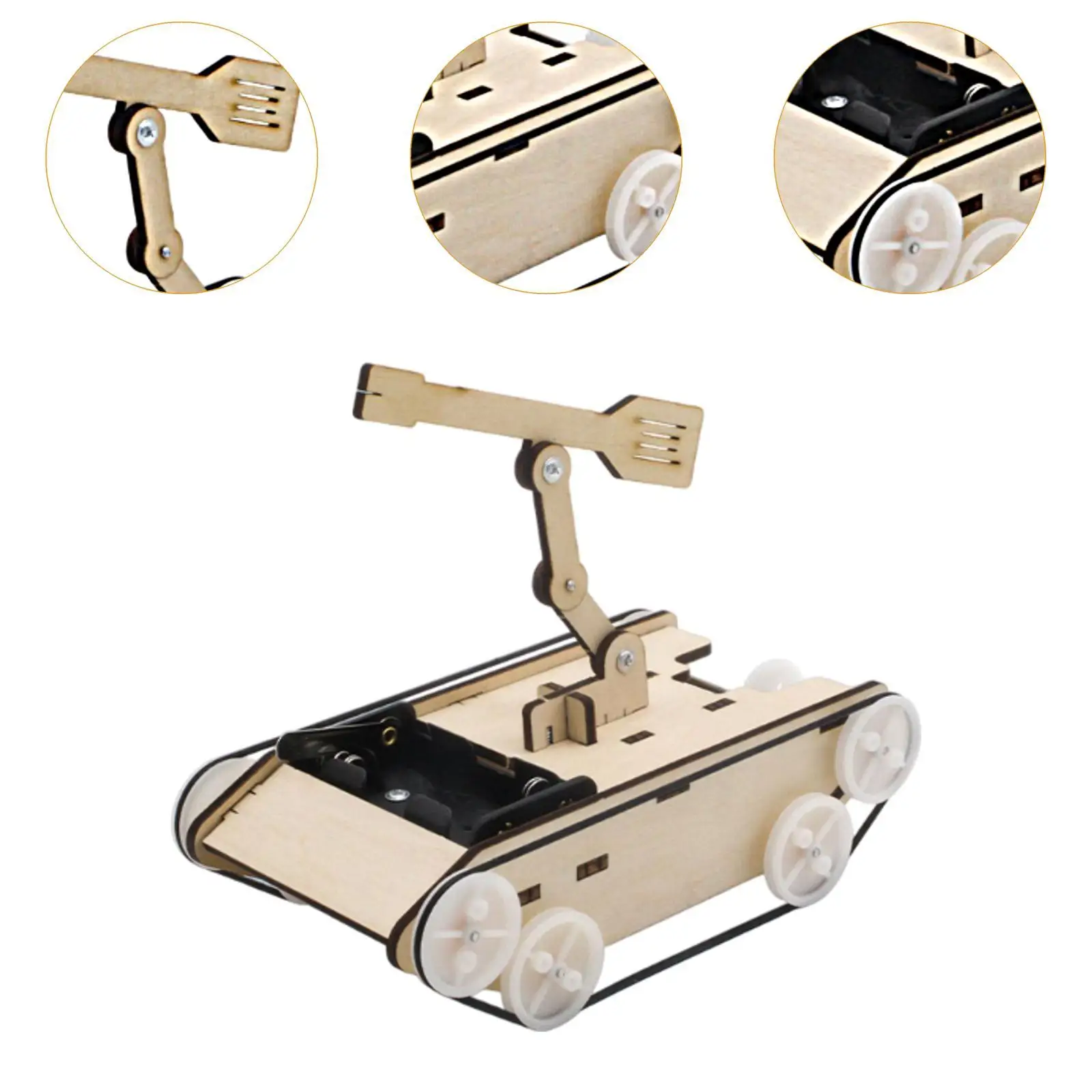 Electric Tank Model Toy 3D Wooden Assemble Toy Easy Assembly Building Kit Toy Stem Projects Toy for Teaching Aids Boys Girls