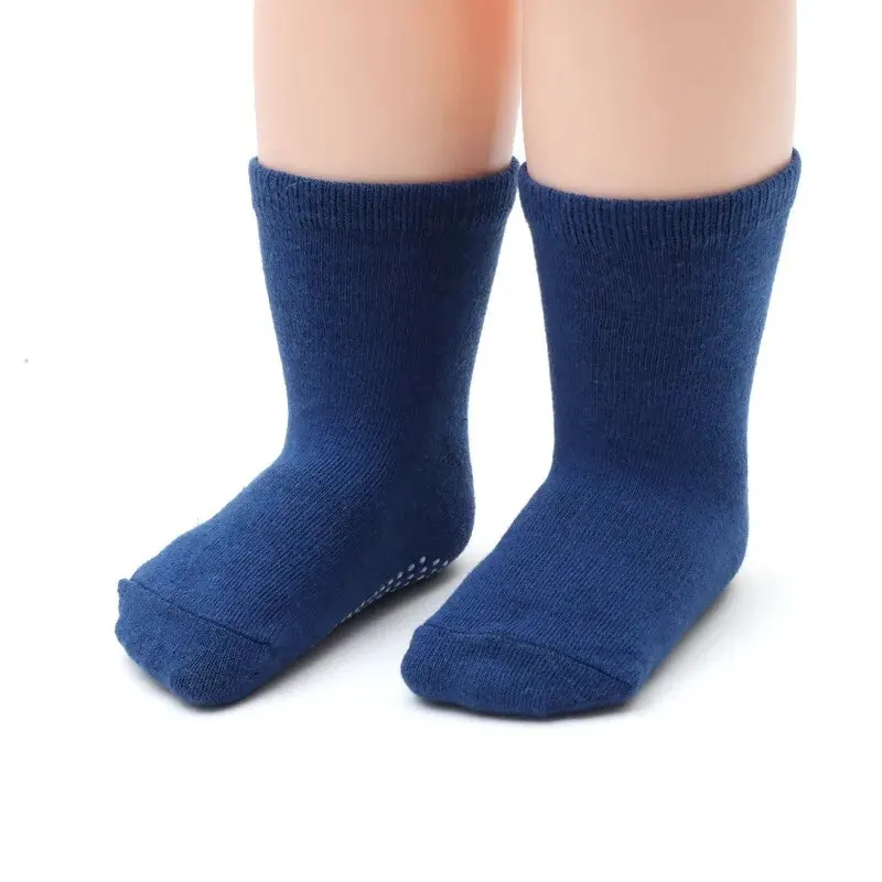 Calcetines tobilleros antideslizantes con empuñaduras para bebés, niños y niñas, calcetines de suelo de algodón para todas las estaciones de 0 a 3 años, 6 par/lote - imagen 4