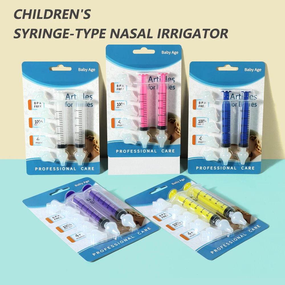 Juego de jeringa Nasal para bebé de 10ML con 5 cabezales de silicona, aspirador Nasal para bebé, jeringa Qucik, limpiador de nariz, herramientas de enjuague para niños pequeños