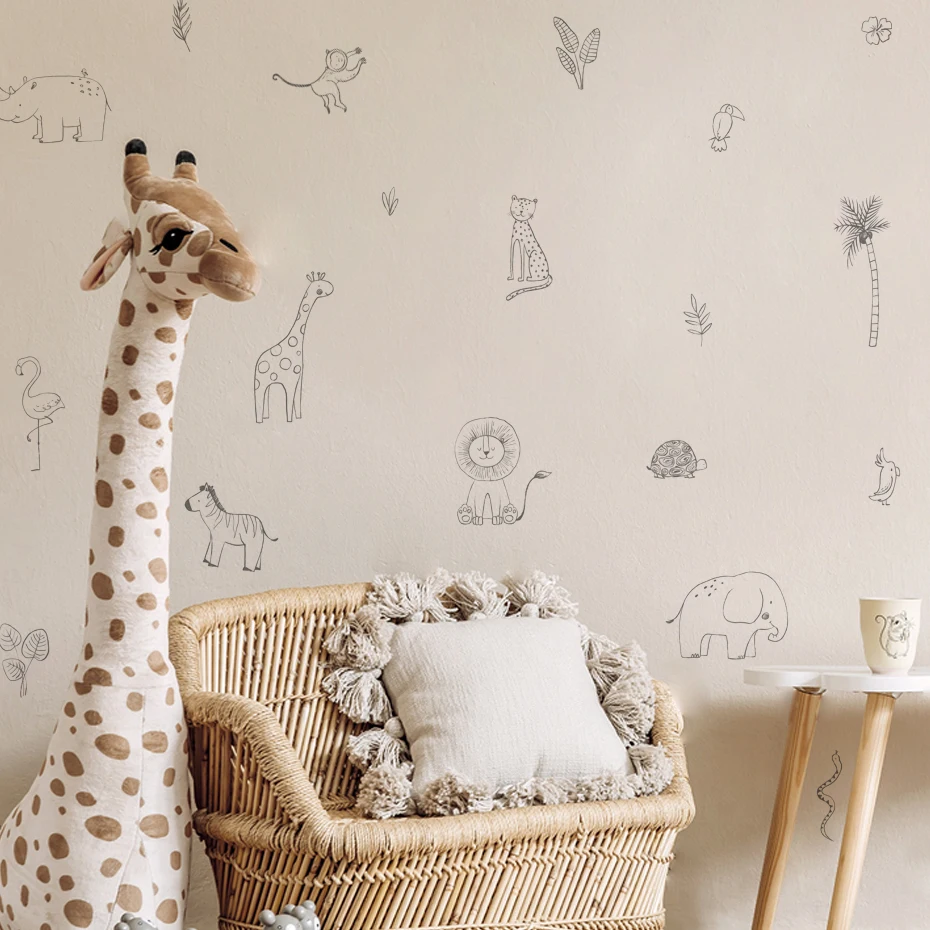 Pegatinas de pared infantiles jirafa y elefante para decorar - imagen 5