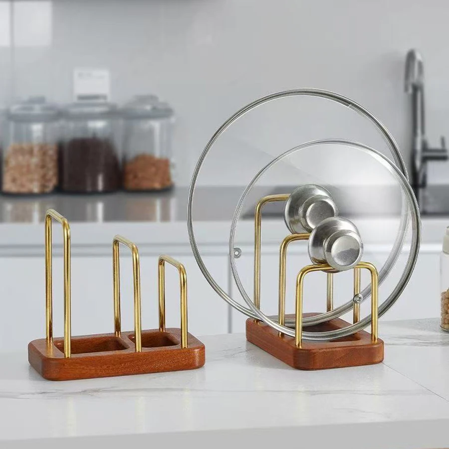 Estante para tabla de cortar de madera, estante para tapas de ollas, estante de almacenamiento de drenaje, estante de almacenamiento para tablas de cortar, nueva tapa para ollas, placeme para encimera de cocina - imagen 5