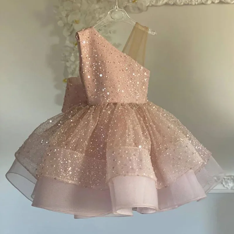 Vestido de princesa para niña, falda de lentejuelas esponjosa sin mangas, falda de princesa con lazo, venta al por mayor transfronteriza