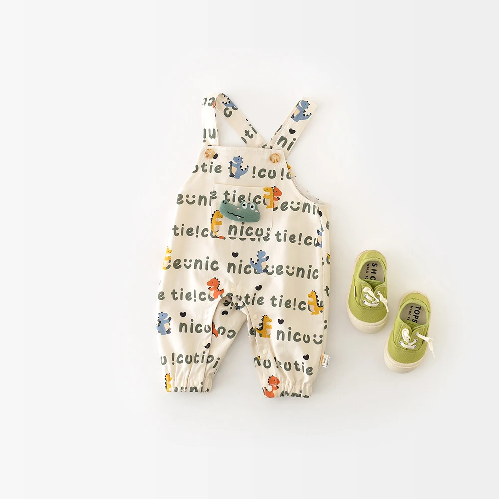 MILANCEL, nueva primavera, peleles para bebé, mono infantil de dinosaurio de dibujos animados, conjunto con letras bonitas para niños pequeños - imagen 4