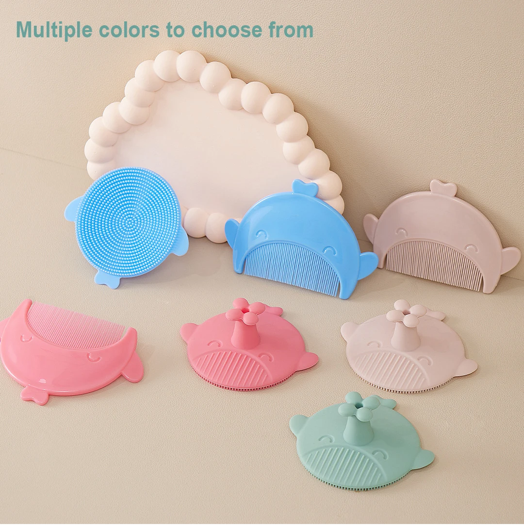 Nuevos accesorios de peine para el cabello de bebé, peine bonito de dibujos animados, peine suave para baño infantil, suministros de limpieza del cabello para recién nacidos, masaje de cabeza de silicona - imagen 3