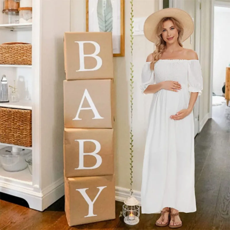 Vestido de maternidad estampado, cuello cuadrado y falda plisada - imagen 4