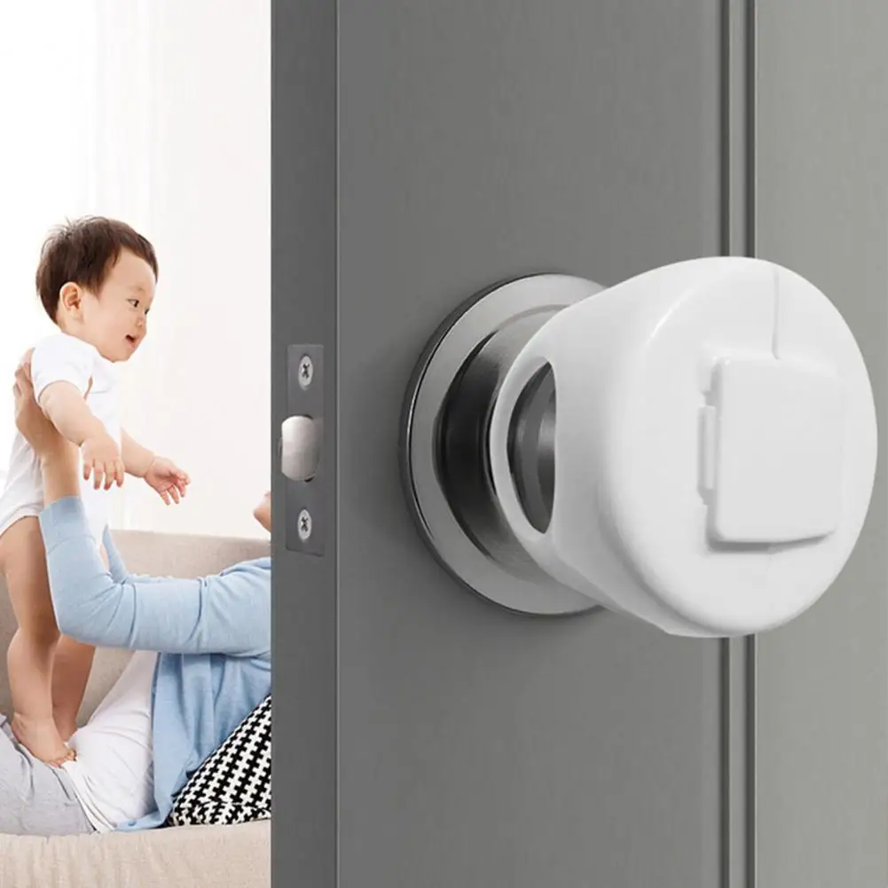 Cubierta de cerradura de diseño Simple, cubiertas de manija de puerta a prueba de niños para seguridad de bebé, Protector de cerradura de puerta de fácil instalación, Juego de 4 acolchados - imagen 5