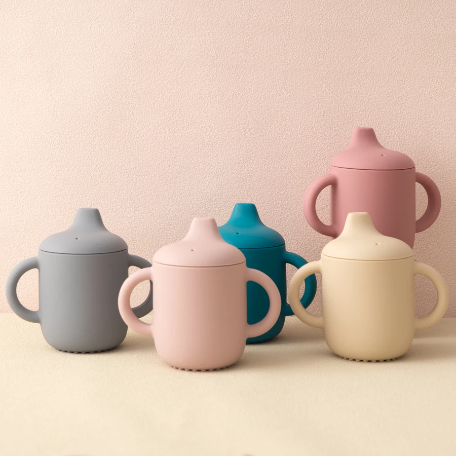 Taza de silicona para bebé, botella de agua portátil con doble ASA, a prueba de fugas, artículos para trianete, vajilla para bebé, 1 unidad