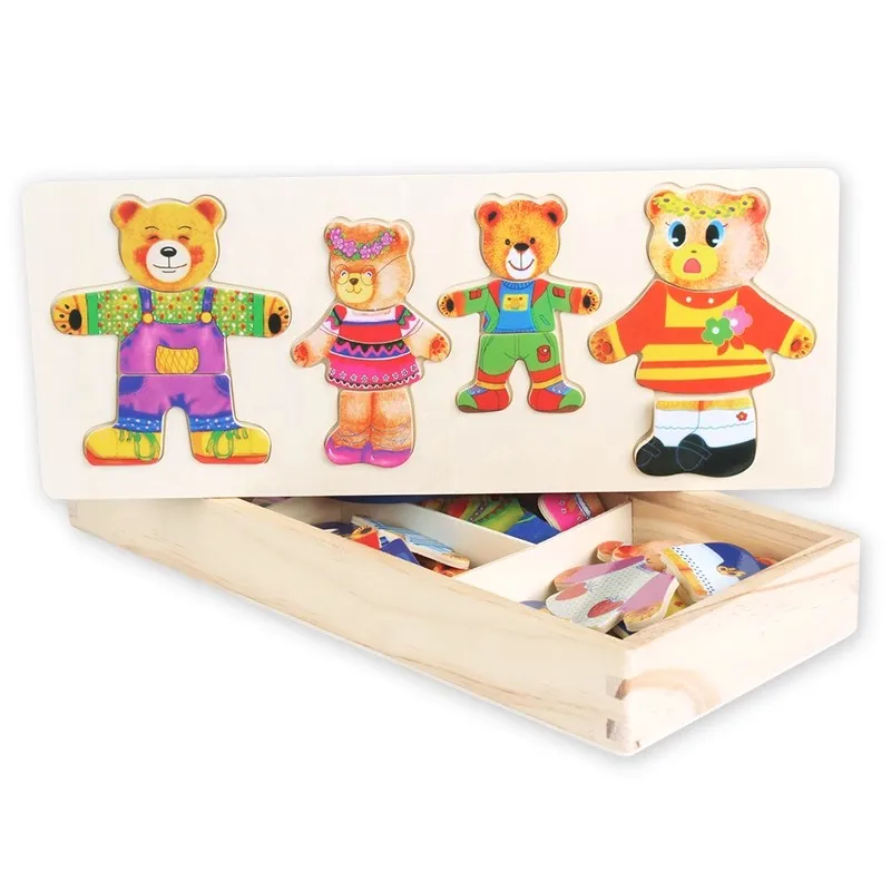 Little Bear rompecabezas para vestir Montessori – Madera educativa - imagen 3