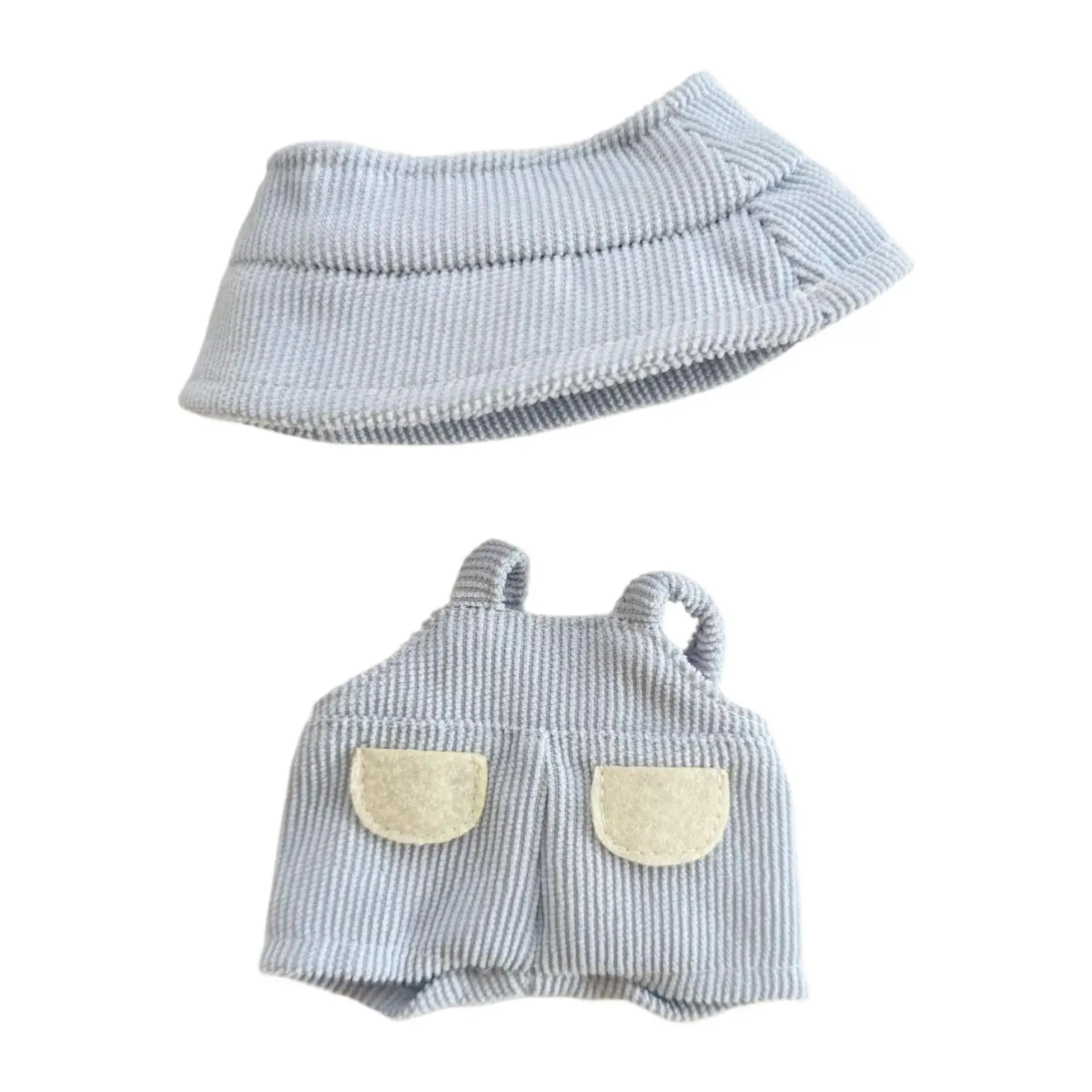 Plush Doll Rompers with Hat Decoration Hands on Cute Coordination Doll Outifits Photo Props for 5.91inch/6.69inch Doll for Kids