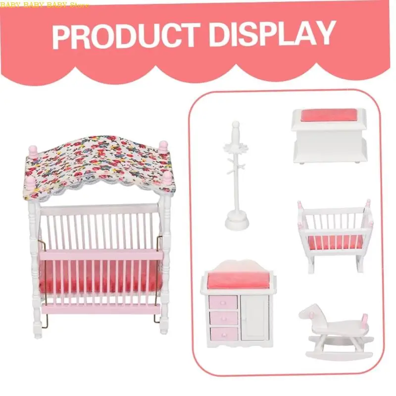 Q81A Gabinete Cradle Model 1:12 Casas muñecas a escala Recolección muebles para habitación del bebé - imagen 3