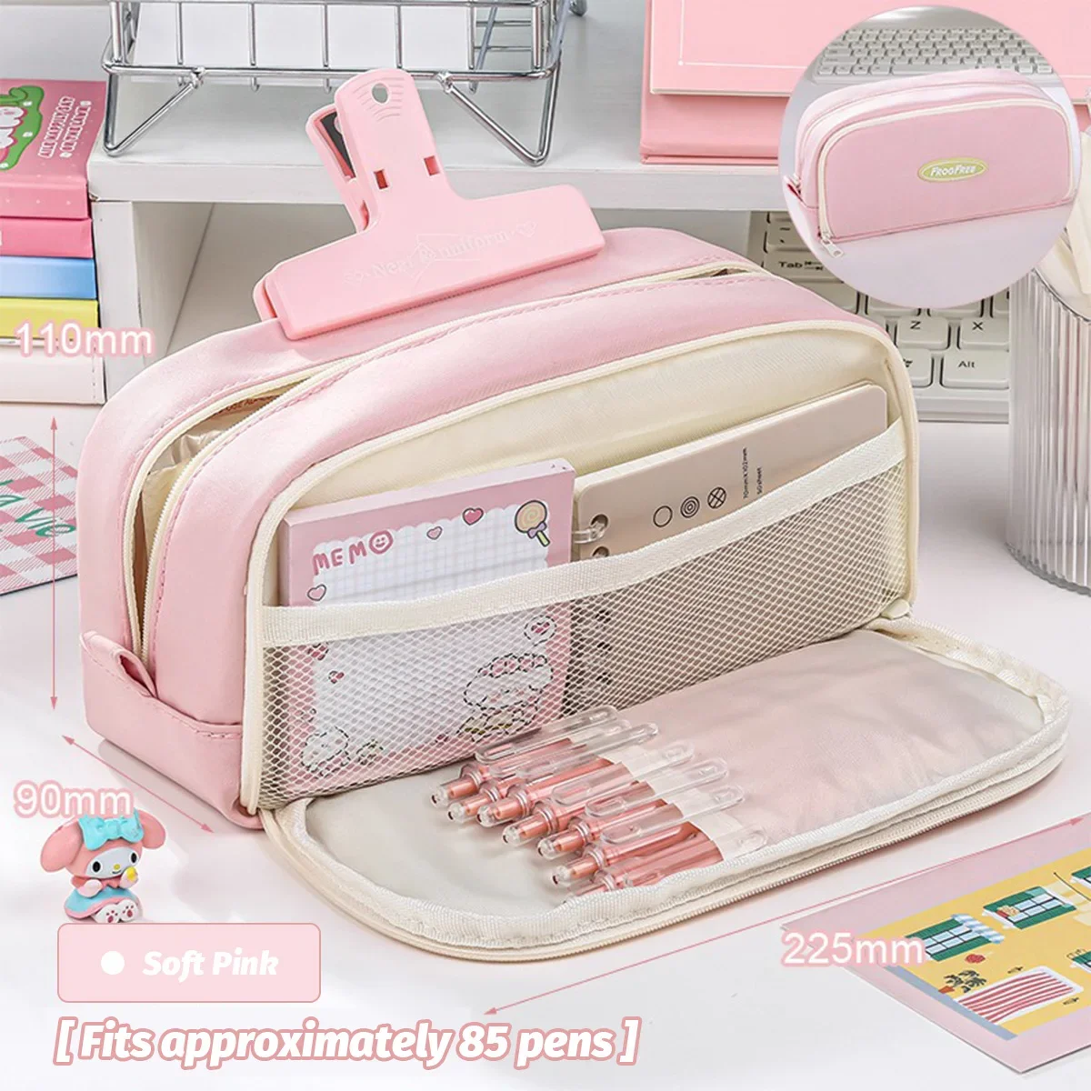 Bolsa de lápices coreana bonita, estuche de lápices de doble capa, estuche de lápices Simple de gran capacidad, papelería para estudiantes de escuela primaria de alto valor - imagen 2