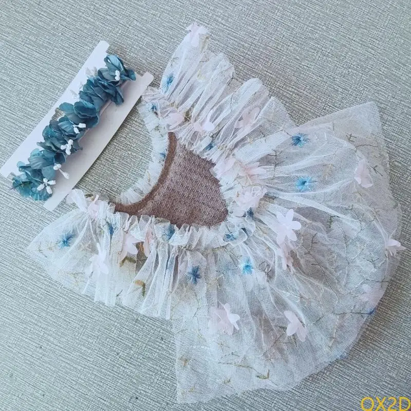 QX2D 1 Set Deliciced Lace Baby Fotography Vestido con banda para banda para sesiones fotos mágicas y eventos memorables - imagen 4