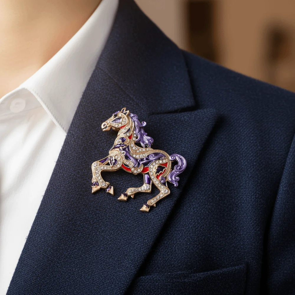 Broche de Caballo de Esmalte de Lujo con Pedrería, Estilo Chino Retro, Pin del Zodiaco, Amuleto de Personalidad, Pin Clásico de Animal para Solapa, Regalos de Año Nuevo - imagen 4