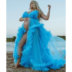 Vestido premamá de tul largo para sesión de fotos de embarazo
